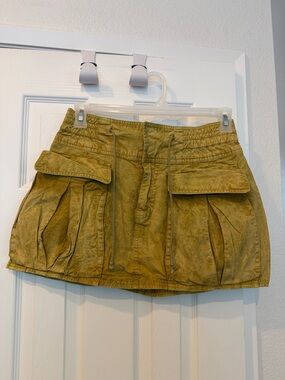 Free People Olive Green Cargo Mini Skirt